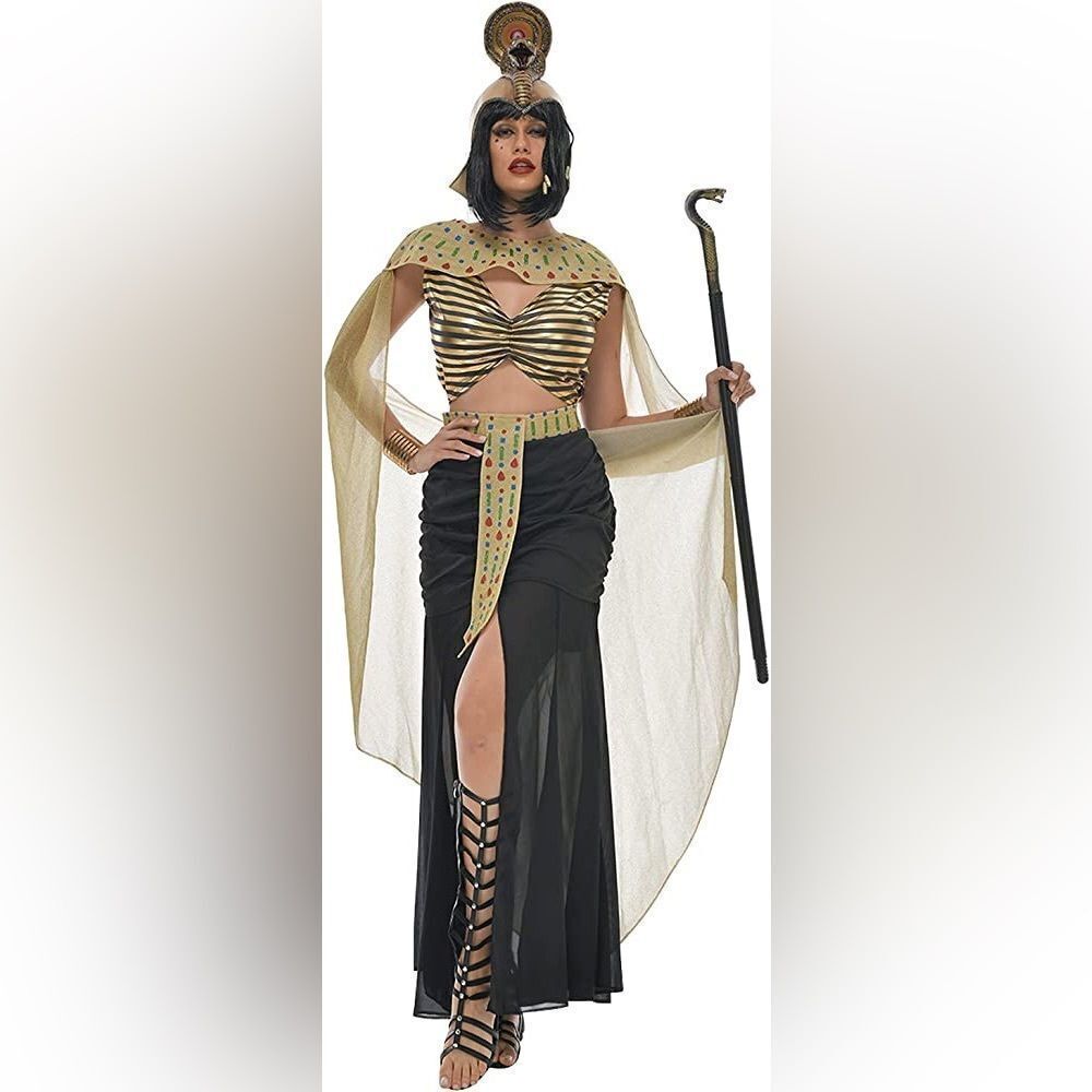 Eraspooky Halloween Deluxe Cleopatra Queen Dress Egyptian Goddess Costume M EUC